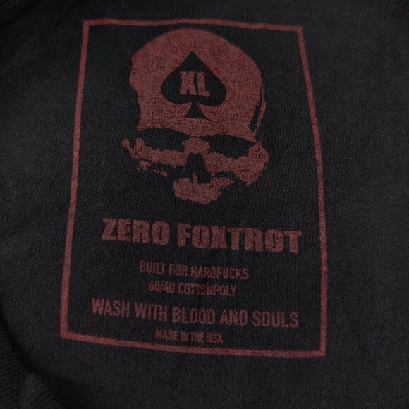 Zero Foxtrot Shirt Mens XL Black Red Predator Skull Graphic Tee Stay Zero USA - Picture 7 of 11